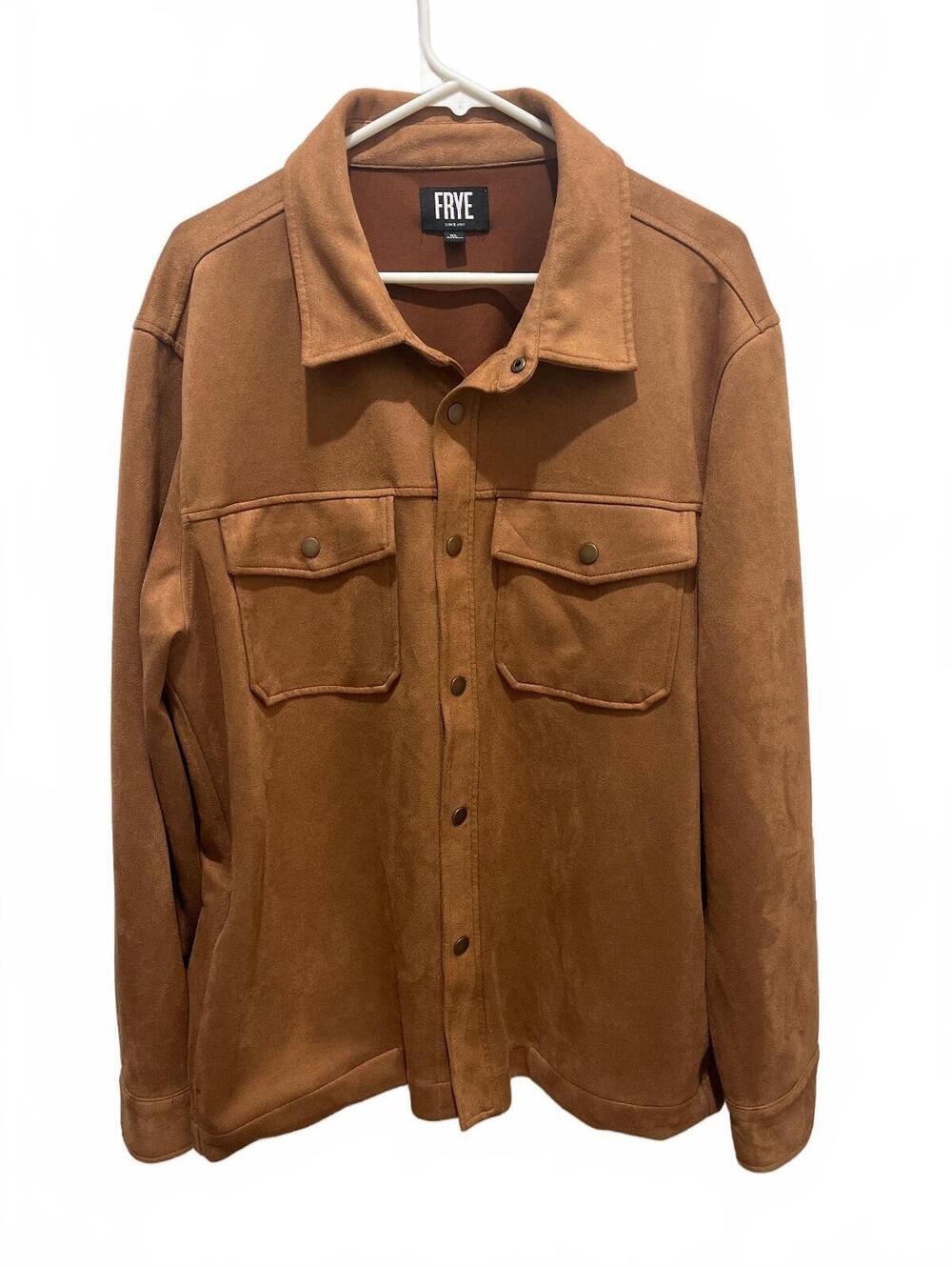 Frye Men's faux suede shirt Jacket XL Brown